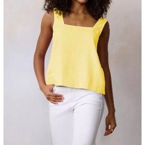 LC Lauren Conrad Women's Square Neck Button Back Bright Yellow Tank Top XL